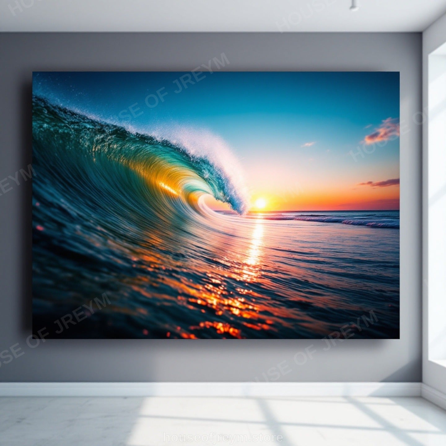 Surfer Sunset Wave Mood — Original Digital Wall Art (HOJ-MRP5L5SC-UK0S)