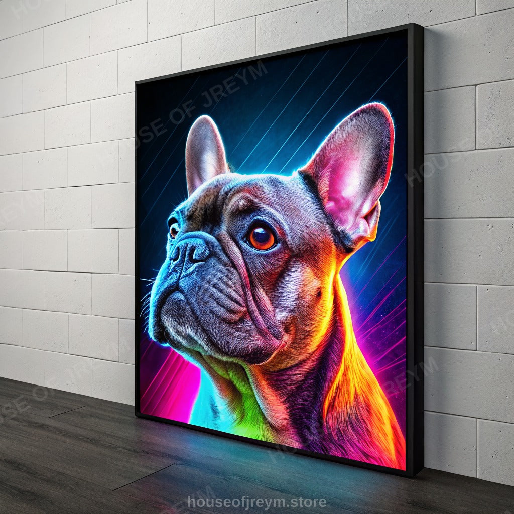 French Bulldog Pet Portrait — neon pop art — Original Digital Wall Art (HOJ-MRP7KLS2-Z3X2)