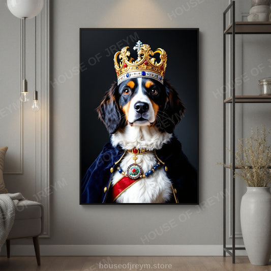 Regal Pet Portrait — crowned royal dog — Original Digital Wall Art (HOJ-MRPR6OAP-RTM2)