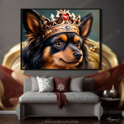 Regal Pet Portrait — crowned royal dog — Original Digital Wall Art (HOJ-MRR5FLQ8-PG14)