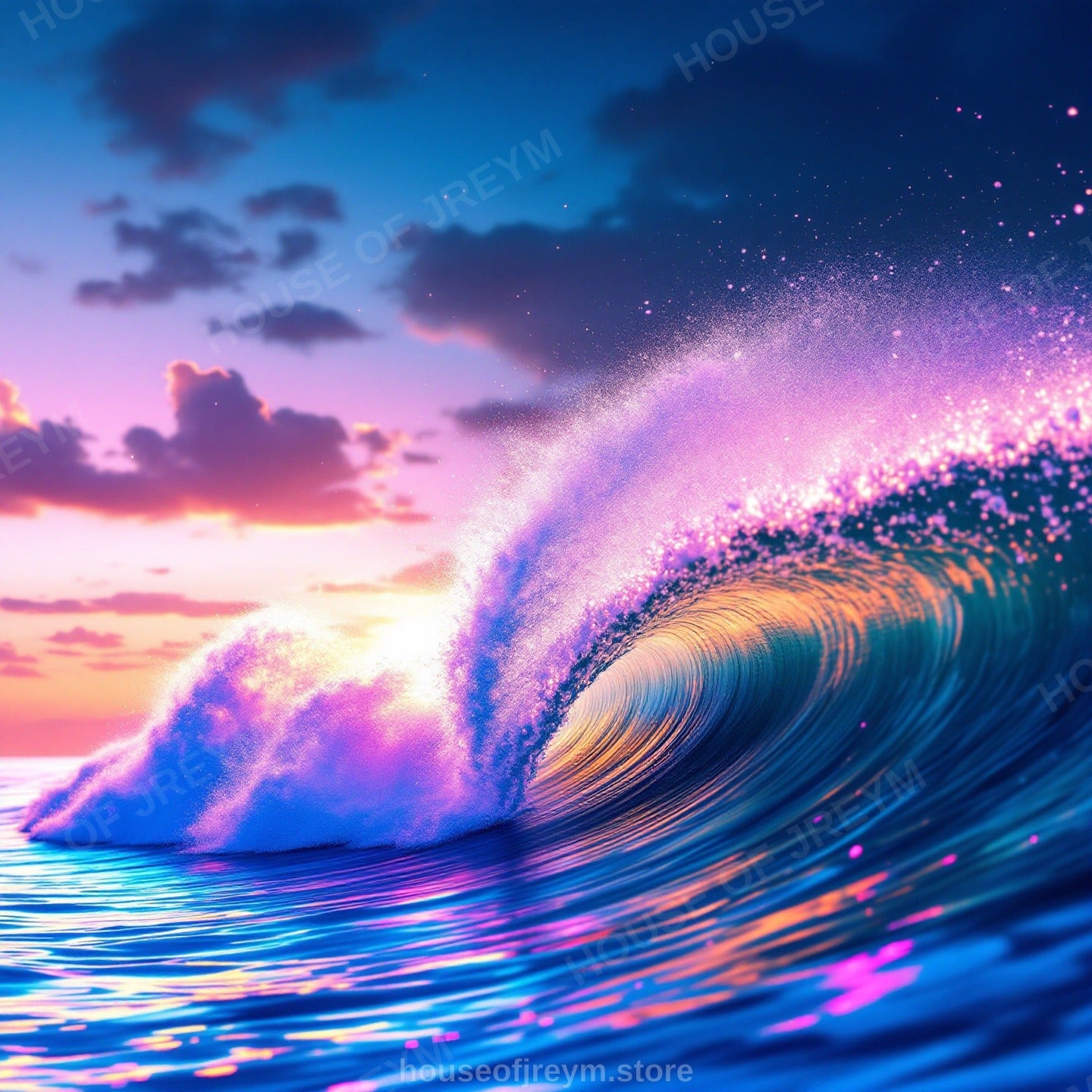 Surfer Sunset Wave Mood — Original Digital Wall Art (HOJ-MRR59VAO-US4R)
