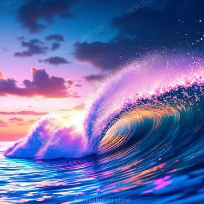Surfer Sunset Wave Mood — Original Digital Wall Art (HOJ-MRR59VAO-US4R)