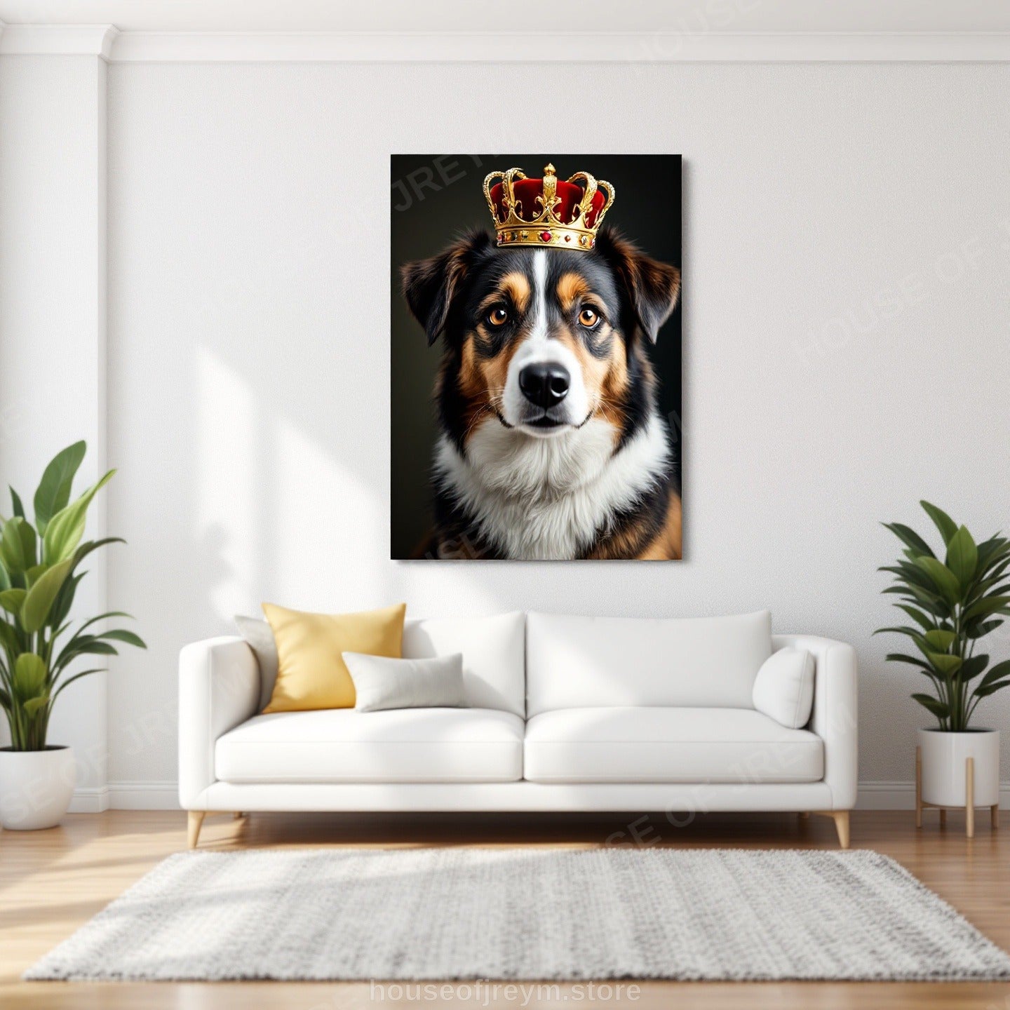 Regal Pet Portrait — crowned royal dog — Original Digital Wall Art (HOJ-MRR5FLQ8-PG14)