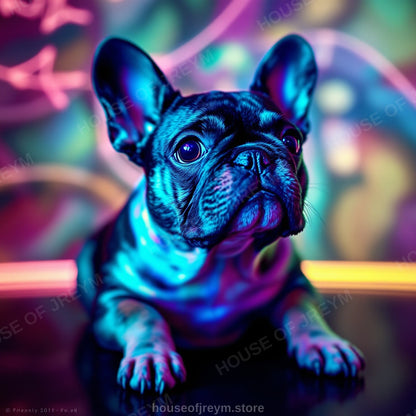 French Bulldog Pet Portrait — neon pop art — Original Digital Wall Art (HOJ-MRPR15KP-F2KZ)