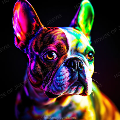 French Bulldog Pet Portrait — neon pop art — Original Digital Wall Art (HOJ-MRP7KLS2-Z3X2)