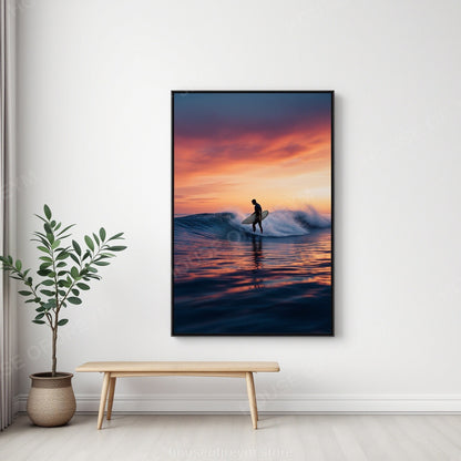 Surfer Sunset Wave Mood — Original Digital Wall Art (HOJ-MRR59VAO-US4R)