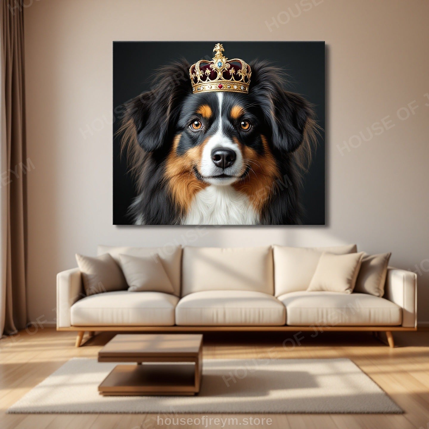 Regal Pet Portrait — crowned royal dog — Original Digital Wall Art (HOJ-MRP7SBCP-J6S4)