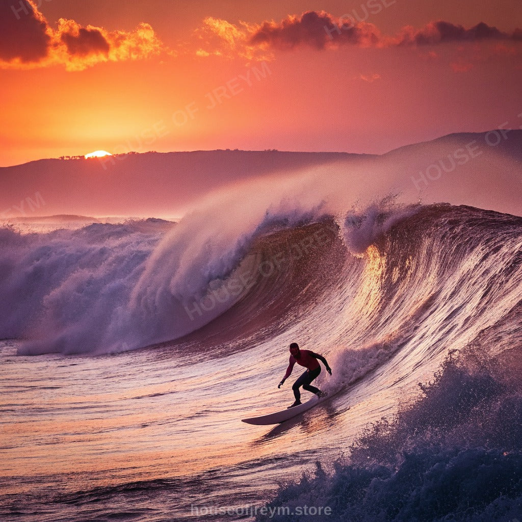 Surfer Sunset Wave Mood — Original Digital Wall Art (HOJ-MRPR2RUN-P6YS)