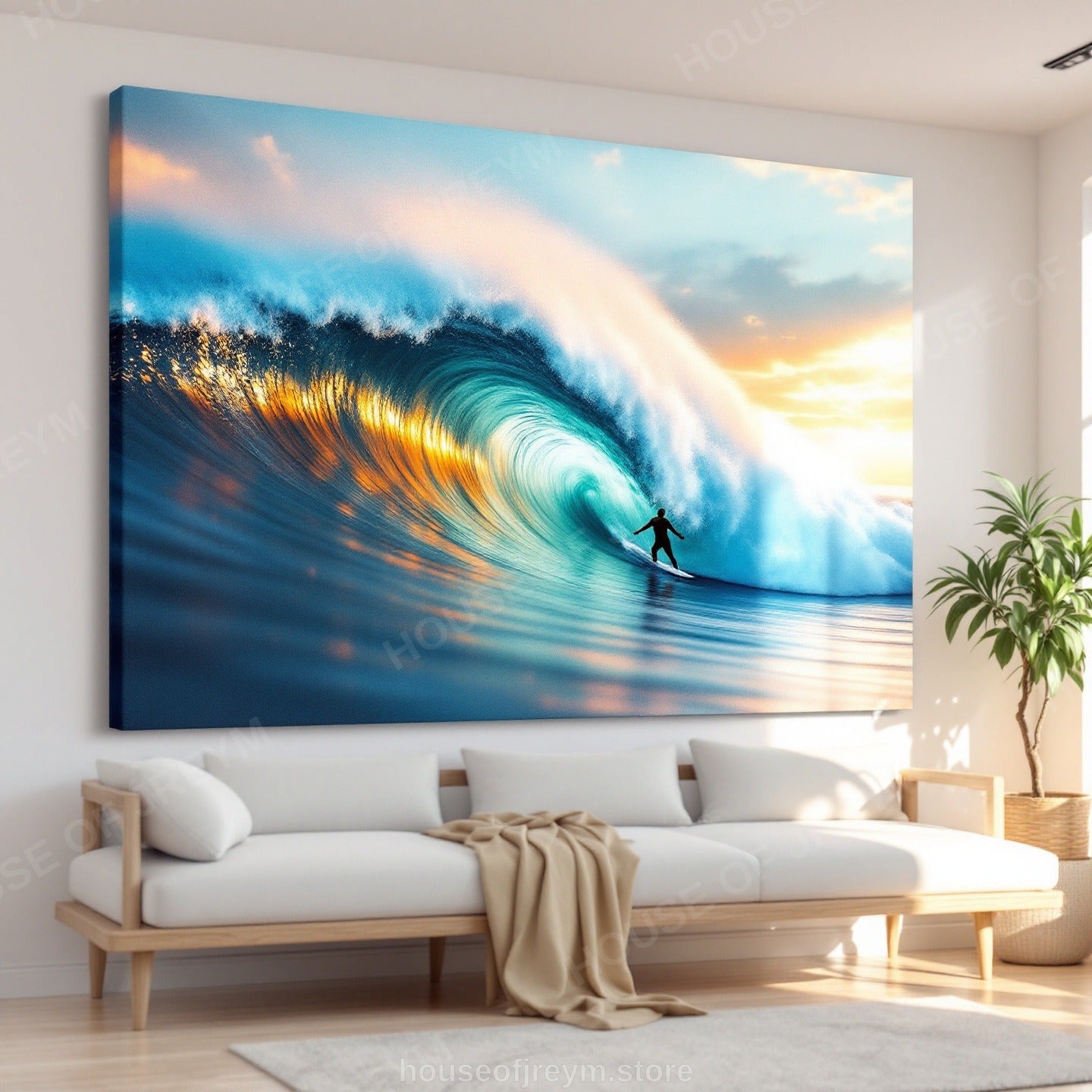 Surfer Sunset Wave Mood — Original Digital Wall Art (HOJ-MRQIQECM-6V4A)