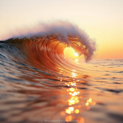 Surfer Sunset Wave Mood — Original Digital Wall Art (HOJ-MRRG6AM5-IYPZ)