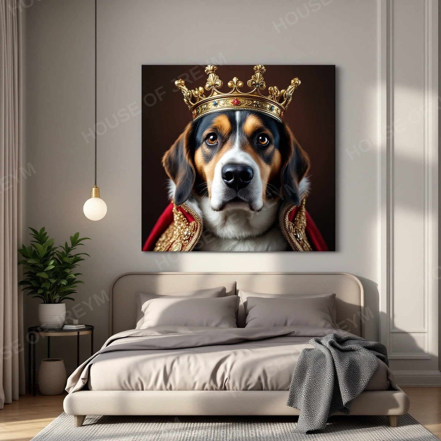 Regal Pet Portrait — crowned royal dog — Original Digital Wall Art (HOJ-MRPR6OAP-RTM2)