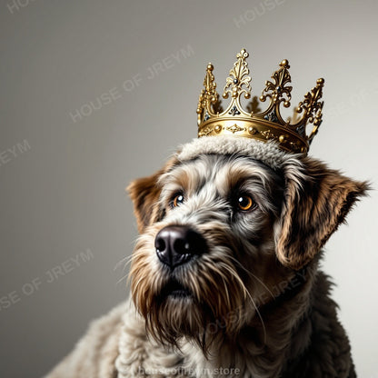 Regal Pet Portrait — crowned royal dog — Original Digital Wall Art (HOJ-MRPR6OAP-RTM2)
