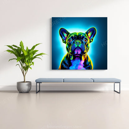 French Bulldog Pet Portrait — neon pop art — Original Digital Wall Art (HOJ-MRPJ77PW-4Z7N)