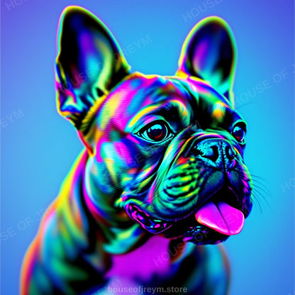 French Bulldog Pet Portrait — neon pop art — Original Digital Wall Art (HOJ-MRPJ77PW-4Z7N)