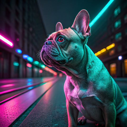 French Bulldog Pet Portrait — neon pop art — Original Digital Wall Art (HOJ-MRJREZPX-SNPP)